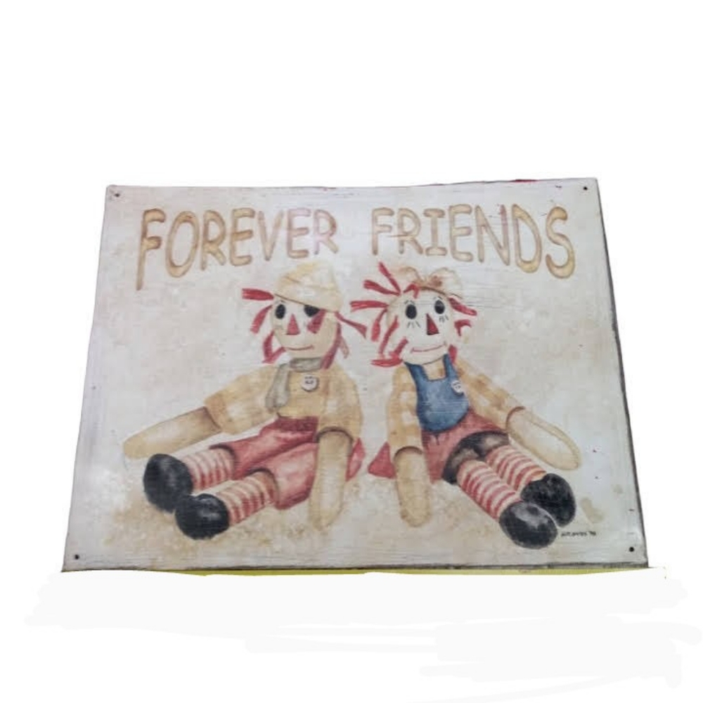 Vintage Raggedy Ann & Andy 1998 Metal Sign Retro Throwback Kids Room Decor *WEAR